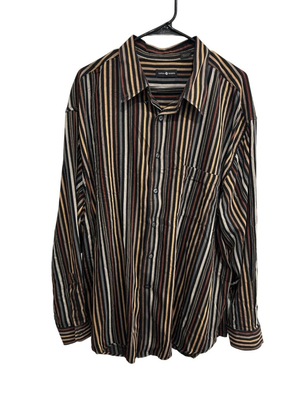 Cotton Traders Mens Striped Long Sleeve Button-Up Shirt Sz XXL